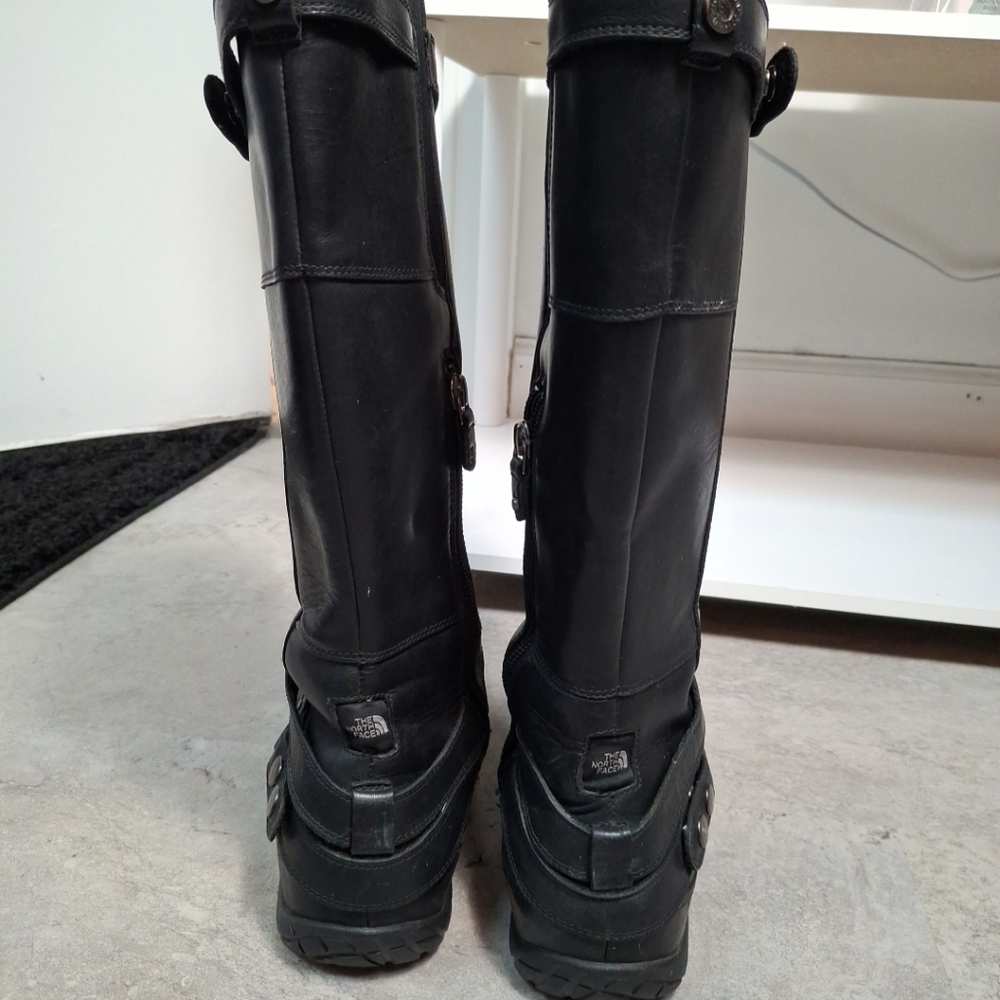 North face women Camryn black leather riding boots waterproof size 8.5 - Picture 5 of 9
